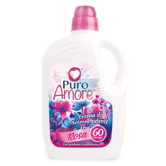 Puro Amore Ammorbidente 60 Lavaggi 3000ml Rosa – Ammorbidente per Lavatrice con Fragranza Romantica