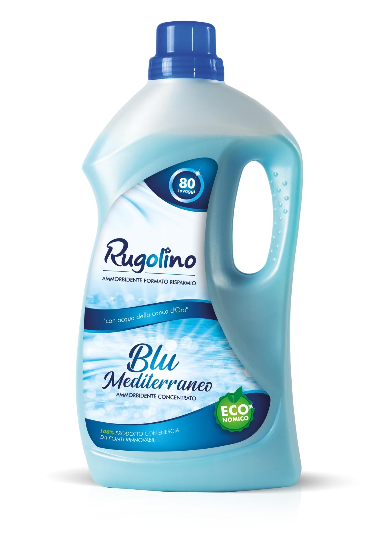 Rugolino 80 Lavaggi Ammorbidente 2L Blu Mediterraneo – Ammorbidente per Lavatrice con Fragranza Mediterranea