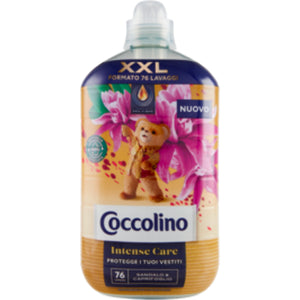 Coccolino XXL 76 Lavaggi 1750ml Intense Care Sandalo e Caprifoglio – Ammorbidente per Lavatrice con Fragranza Calda e Avvolgente