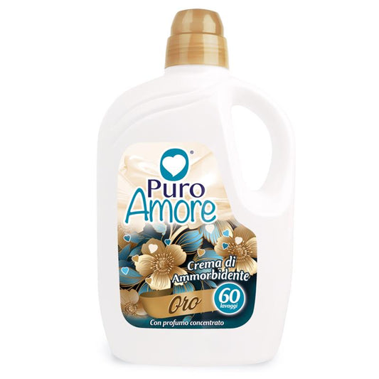 Puro Amore Ammorbidente 60 Lavaggi 3000ml Oro – Ammorbidente per Lavatrice con Fragranza Elegante e Raffinata